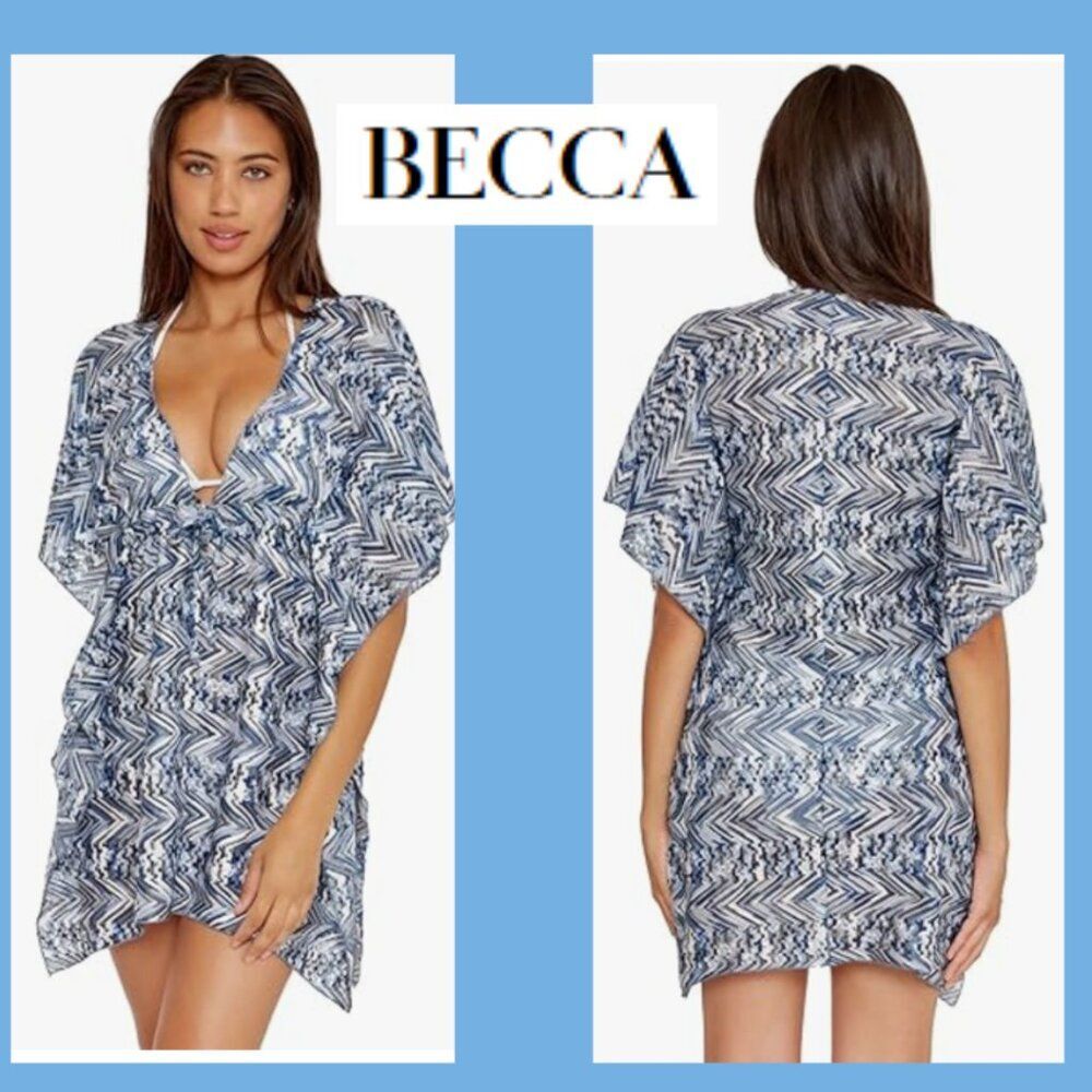 Becca by Rebecca Virtue Sea Level Metallic Crochet Tunic Cover-Up